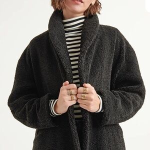 🖤 Lucky Brand Faux Fur Collared Teddy Jacket Black Womens XL